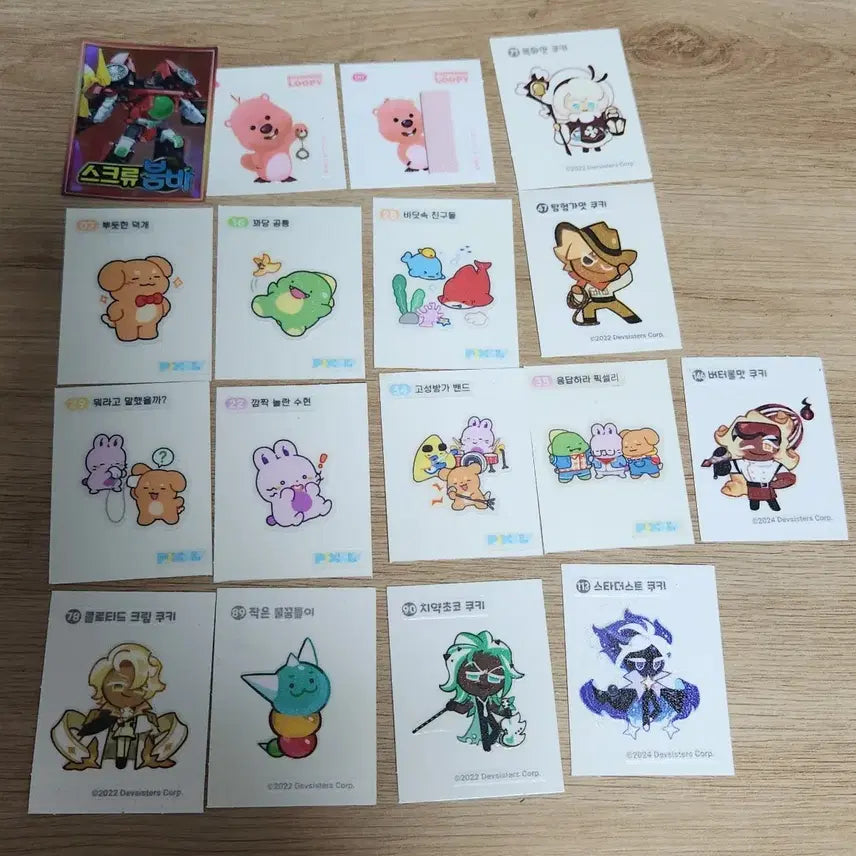 [BUNJANG] Various Cartoon Character Ttibuseal Bundle Set / 가비지타임, 짱구, 픽셀리, 코난, 쿠킹덤 ,루피 띠부씰 일괄