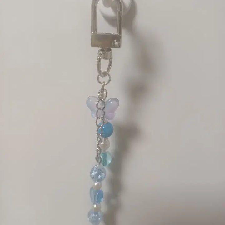 [BUNJANG] Blue Butterfly Bead Keychain / 파랑 나비 비즈 키링