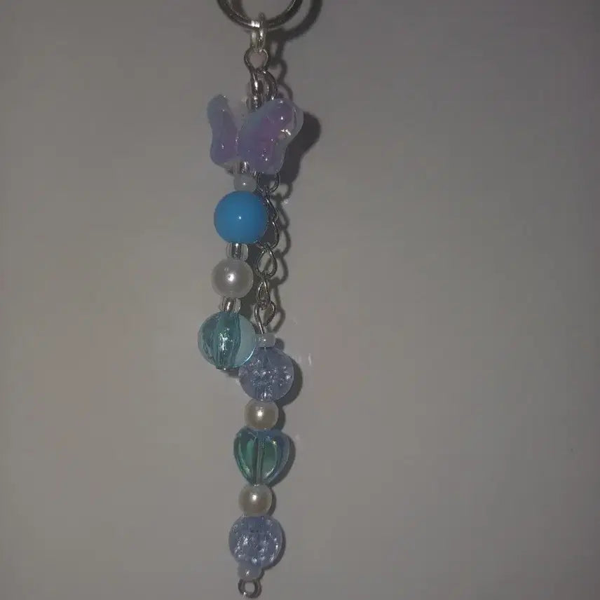 [BUNJANG] Blue Butterfly Bead Keychain / 파랑 나비 비즈 키링