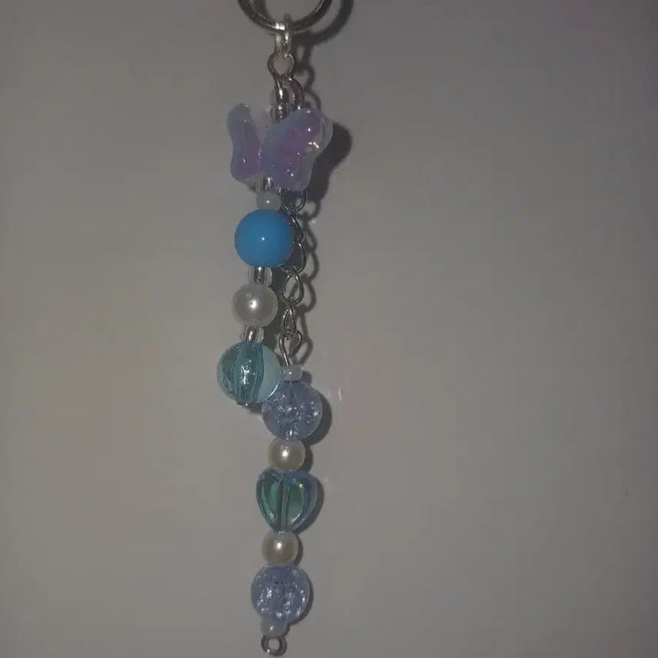 [BUNJANG] Blue Butterfly Bead Keychain / 파랑 나비 비즈 키링
