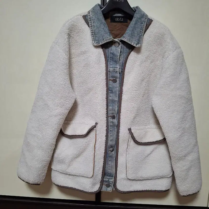 [BUNJANG] ab.f.z Layered Denim Jacket / ab.f.z 뽀글이 데님 레이어드 자켓 F1  66  77사이즈