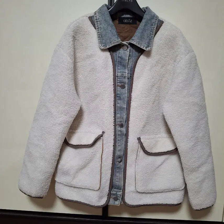 [BUNJANG] ab.f.z Layered Denim Jacket / ab.f.z 뽀글이 데님 레이어드 자켓 F1  66  77사이즈