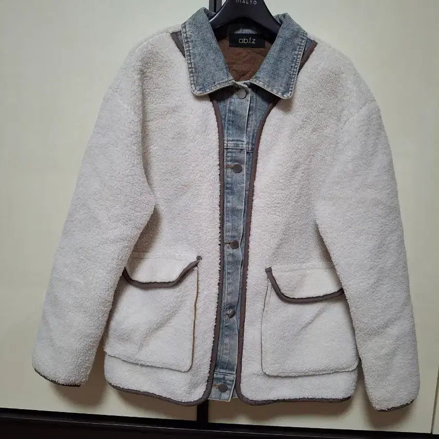 [BUNJANG] ab.f.z Layered Denim Jacket / ab.f.z 뽀글이 데님 레이어드 자켓 F1  66  77사이즈