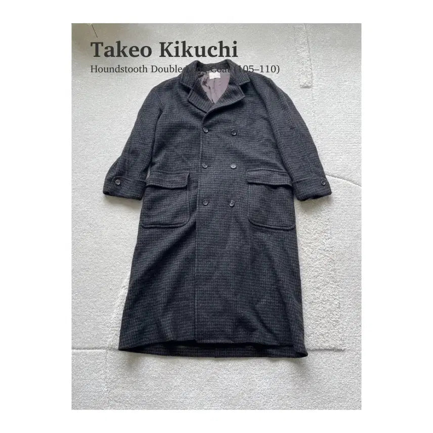 [BUNJANG] Takeo Kikuchi Houndstooth Double Long Coat / 타케오키쿠치 하운드투스 더블 롱 코트 (105-110)