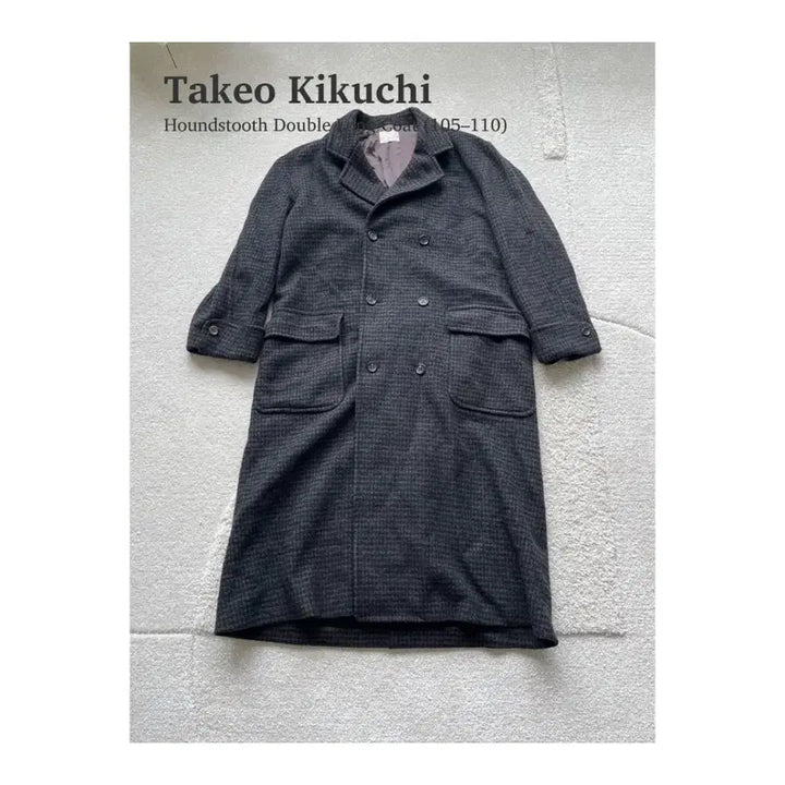 [BUNJANG] Takeo Kikuchi Houndstooth Double Long Coat / 타케오키쿠치 하운드투스 더블 롱 코트 (105-110)
