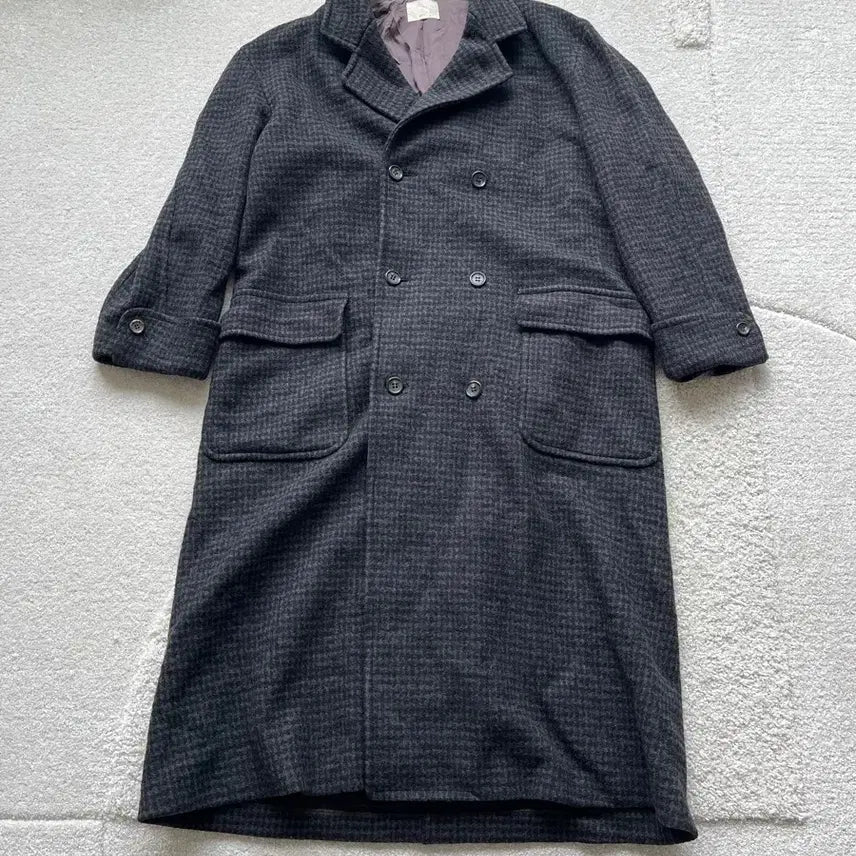 [BUNJANG] Takeo Kikuchi Houndstooth Double Long Coat / 타케오키쿠치 하운드투스 더블 롱 코트 (105-110)