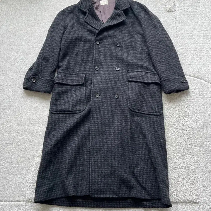 [BUNJANG] Takeo Kikuchi Houndstooth Double Long Coat / 타케오키쿠치 하운드투스 더블 롱 코트 (105-110)