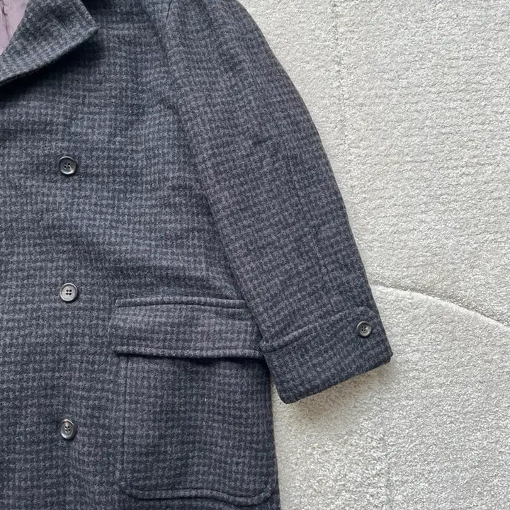 [BUNJANG] Takeo Kikuchi Houndstooth Double Long Coat / 타케오키쿠치 하운드투스 더블 롱 코트 (105-110)