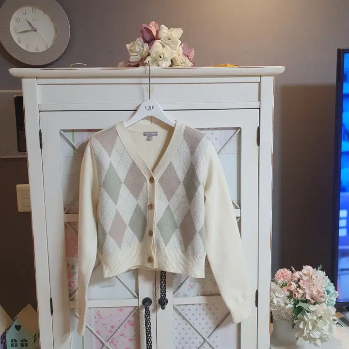 [BUNJANG] SPAO Argyle Knit Cardigan / 스파오 니트 스웨터 가디건/55