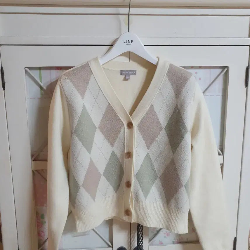 [BUNJANG] SPAO Argyle Knit Cardigan / 스파오 니트 스웨터 가디건/55