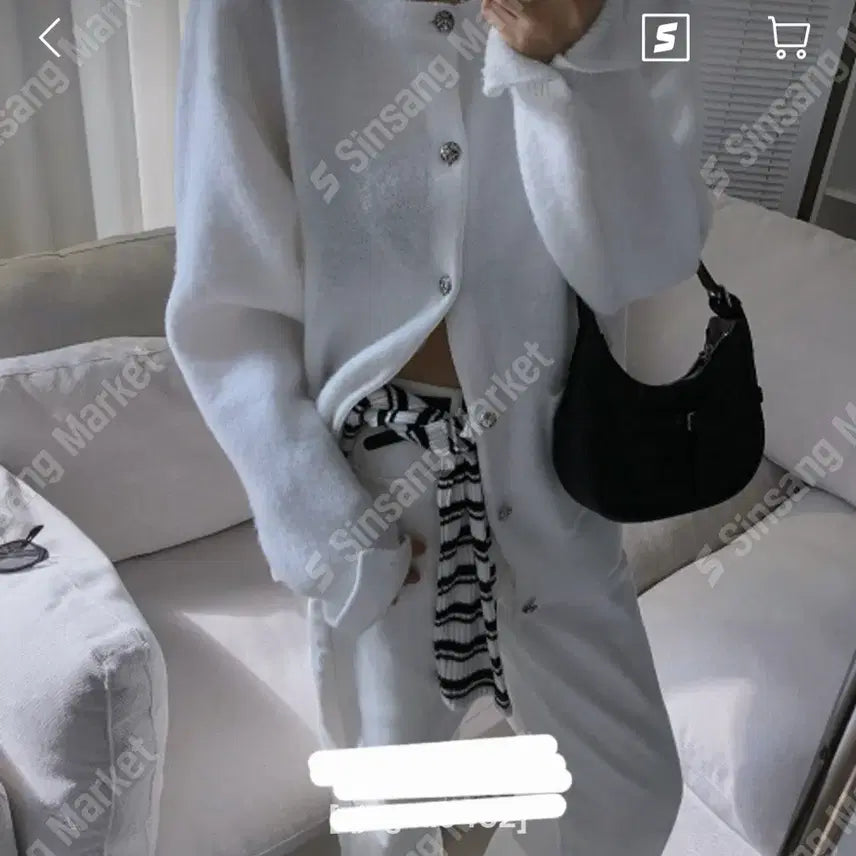 [BUNJANG] Loose Fit Angora Cardigan (Black) / 박시 루즈핏 가디건(블랙)