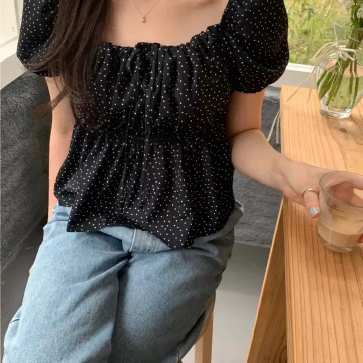 [BUNJANG] Lazy Shop Dot Blouse / 레이지샵 도트 블라우스