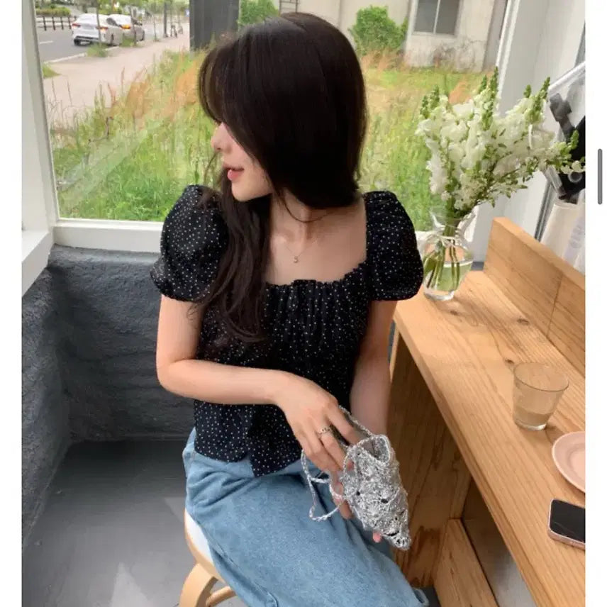[BUNJANG] Lazy Shop Dot Blouse / 레이지샵 도트 블라우스