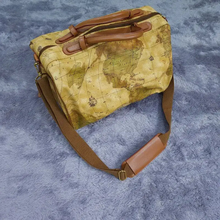 [BUNJANG] Vintage Boston Bag with Map / [] 빈티지 보스턴백 가방 지도
