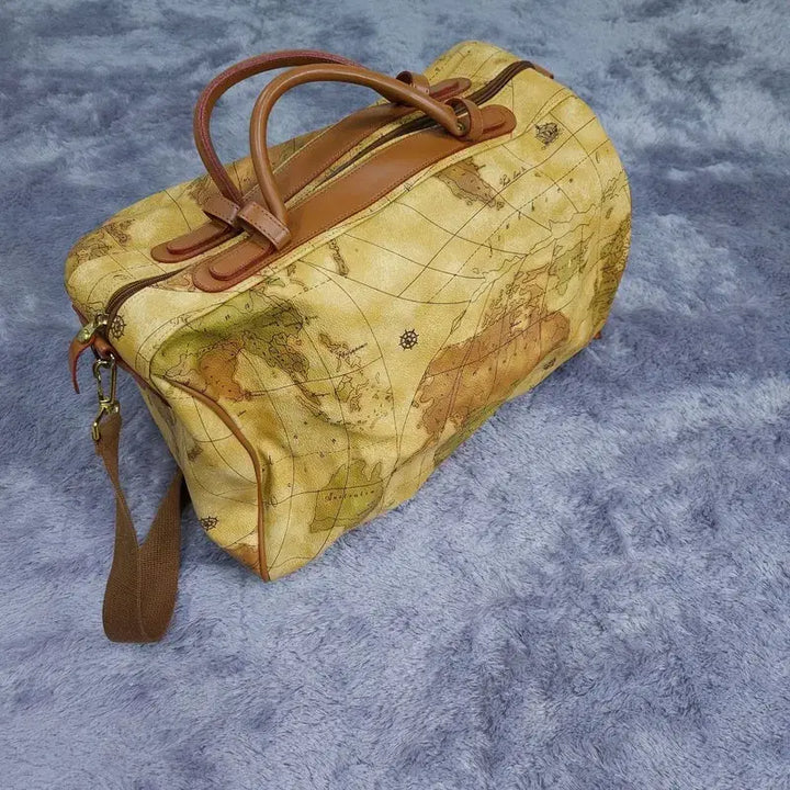 [BUNJANG] Vintage Boston Bag with Map / [] 빈티지 보스턴백 가방 지도