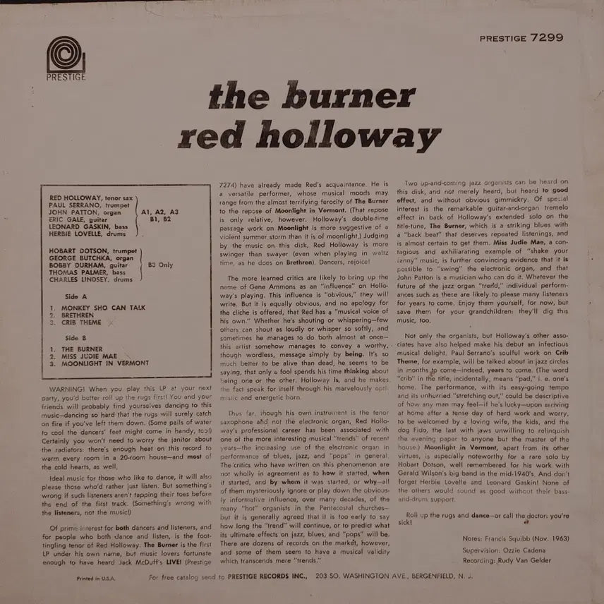 [BUNJANG] Red Holloway Original Jazz LP / ORIGINAL JAZZ LP - RED HOLLOWAY