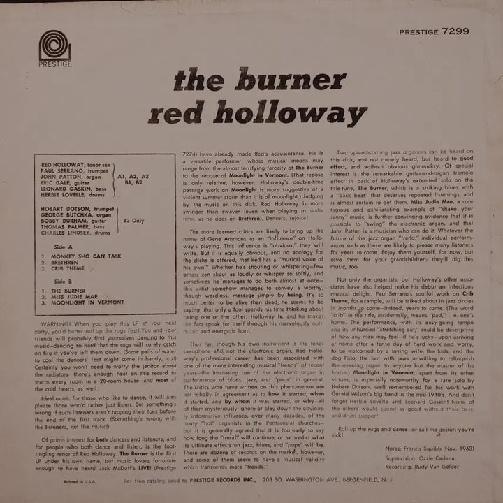 [BUNJANG] Red Holloway Original Jazz LP / ORIGINAL JAZZ LP - RED HOLLOWAY