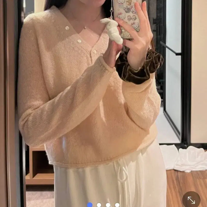 [BUNJANG] リエッテ Dear Knit V-Neck Crop See-through Knit / 리에뜨 디어니트 브이넥 크롭 시스루 니트