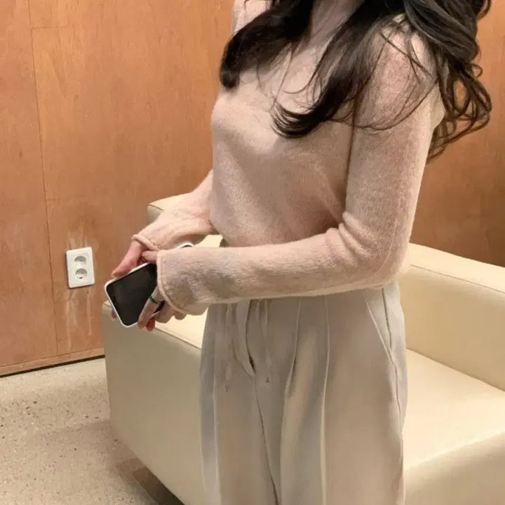 [BUNJANG] リエッテ Dear Knit V-Neck Crop See-through Knit / 리에뜨 디어니트 브이넥 크롭 시스루 니트