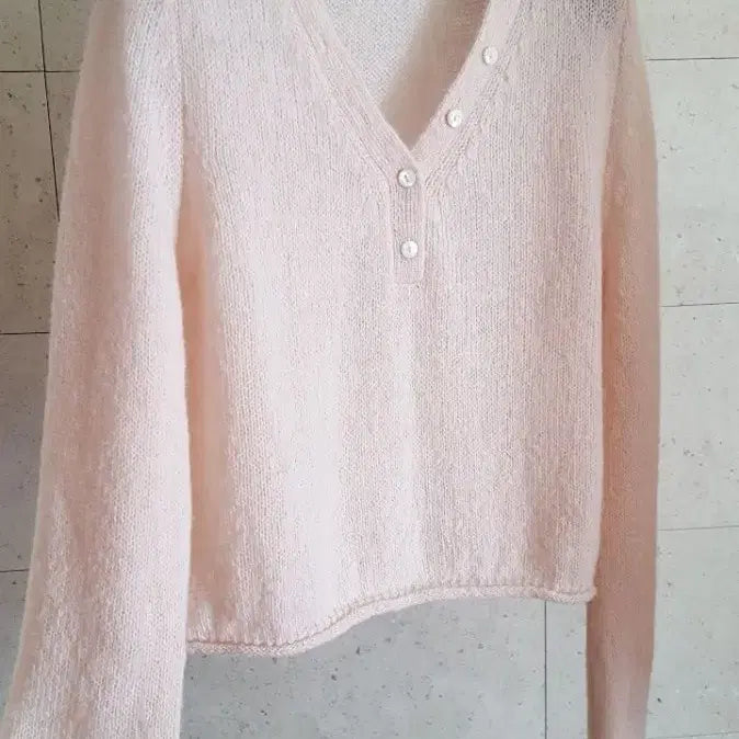 [BUNJANG] リエッテ Dear Knit V-Neck Crop See-through Knit / 리에뜨 디어니트 브이넥 크롭 시스루 니트