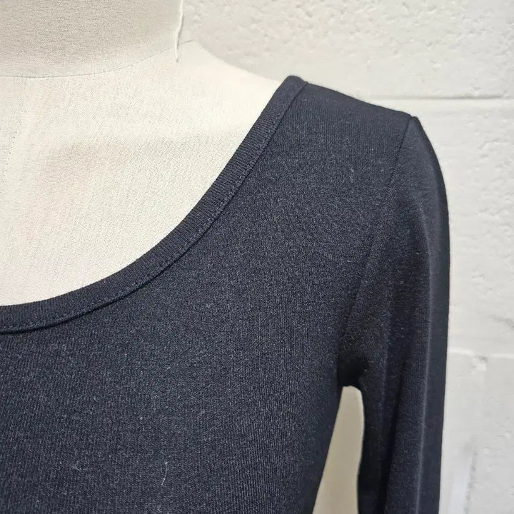 [BUNJANG] Basic U-Hem Crop Long Sleeve - Black / 밑단u 크롭 라운드 무지 긴팔- 블랙