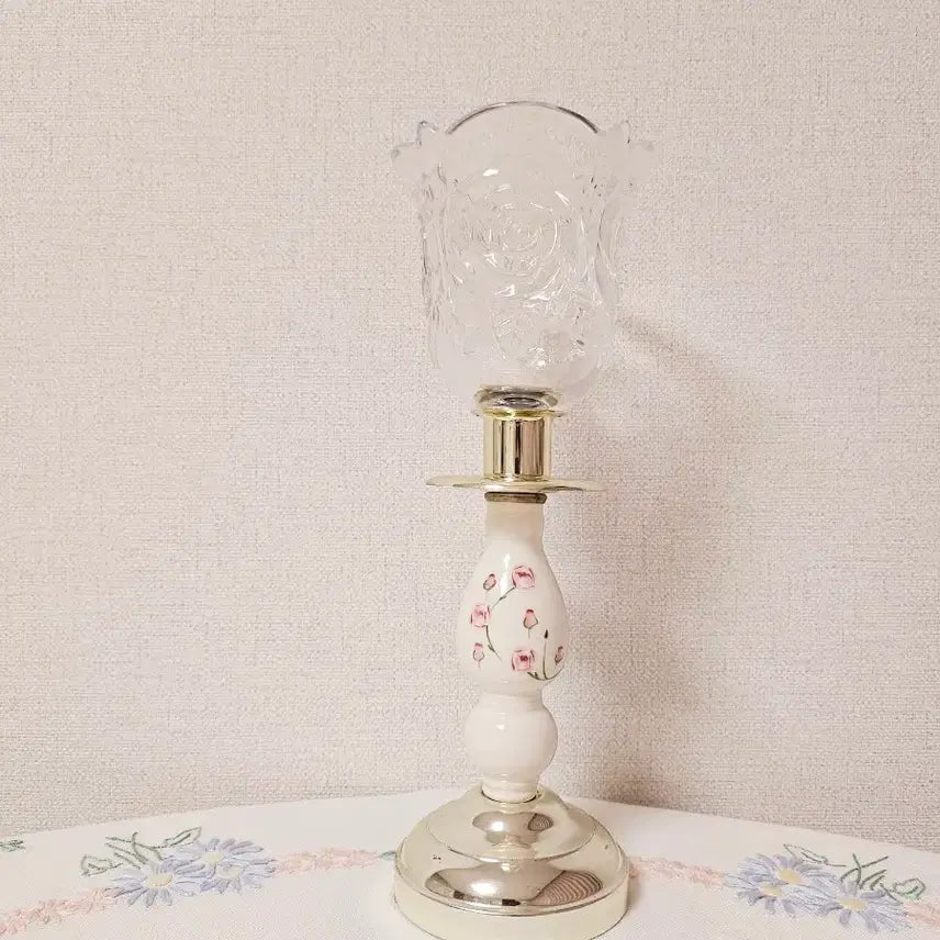 [BUNJANG] Vintage Big Rose Votive &amp; Rose Ceramic Brass Candle Holder Set / 빈티지 빅로즈 보티브&amp;로즈 도자기 브라스 촛대set