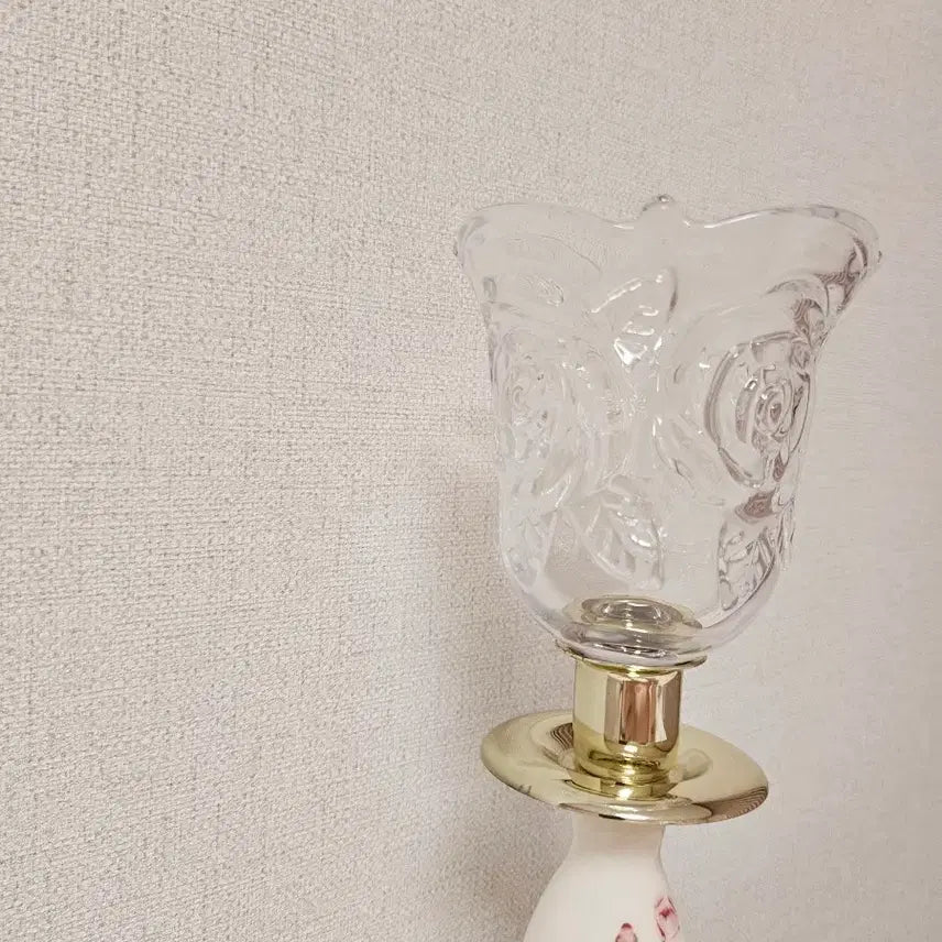 [BUNJANG] Vintage Big Rose Votive &amp; Rose Ceramic Brass Candle Holder Set / 빈티지 빅로즈 보티브&amp;로즈 도자기 브라스 촛대set