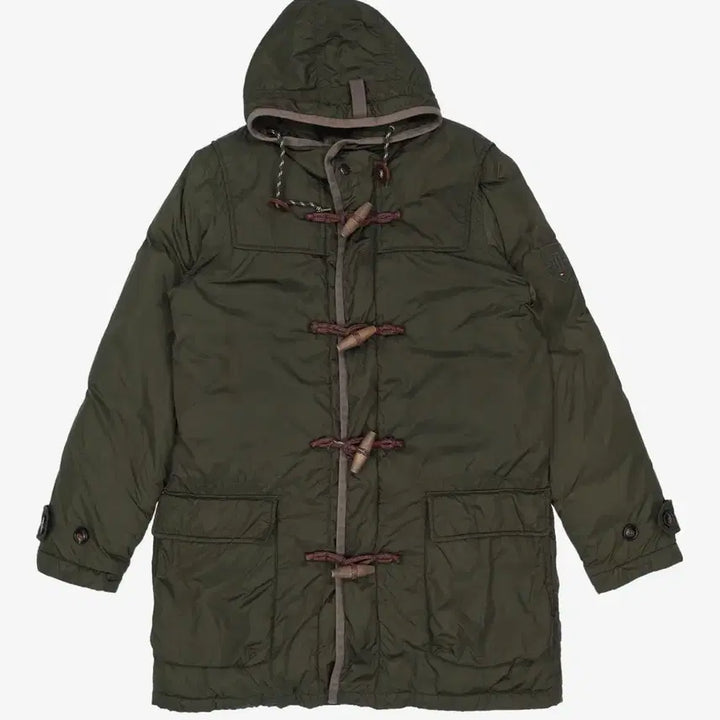 [BUNJANG] Tommy Hilfiger Long Duffle Hooded Down Jacket - Khaki / 타미힐피거 후드 더플 롱패딩 카키
