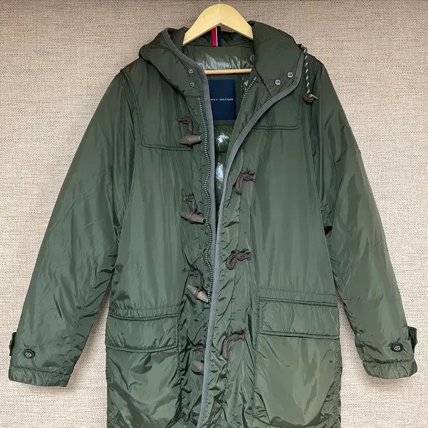 [BUNJANG] Tommy Hilfiger Long Duffle Hooded Down Jacket - Khaki / 타미힐피거 후드 더플 롱패딩 카키