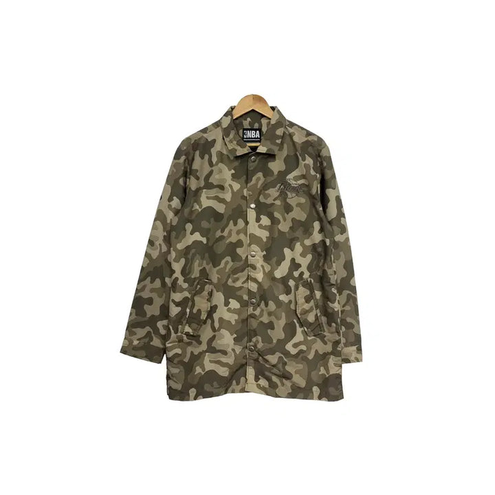 [BUNJANG] NBA LA Lakers Camo Pattern Coach Long Jacket / [105]  NBA 카모 패턴 LA 레이커스 코치 싱글 롱 자켓