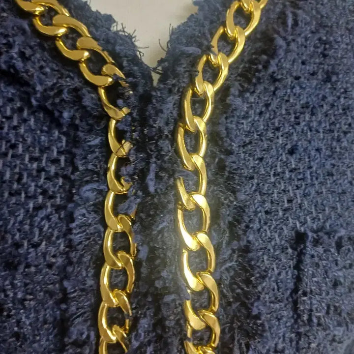 [BUNJANG] Tweed Gold Chain Embellished Jacket / 트위드 금장 체인 장식 자켓