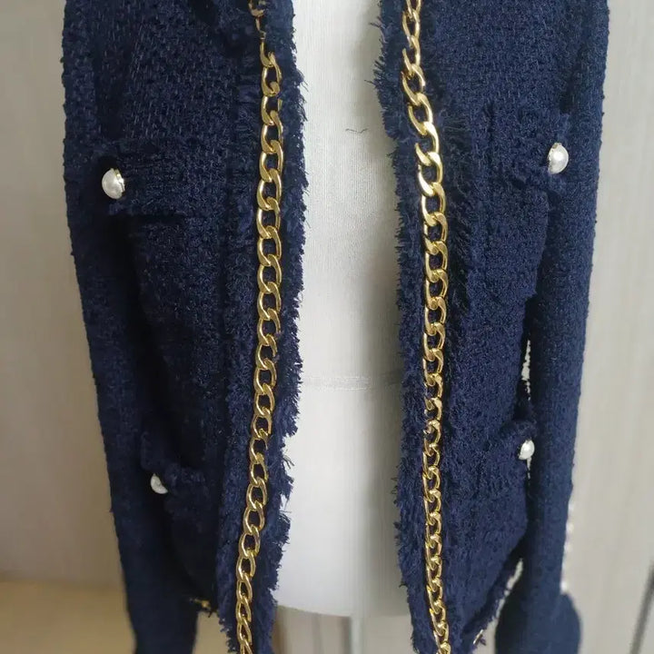 [BUNJANG] Tweed Gold Chain Embellished Jacket / 트위드 금장 체인 장식 자켓