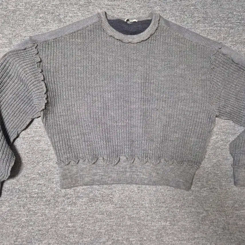 [BUNJANG] RECTO Overfit Mix Knit Sweatshirt [Gray] / 레시토 OVERFIT MIX KNIT SWEATSHIRT_[GRAY]