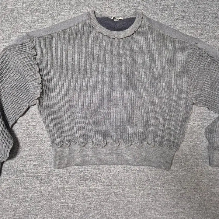 [BUNJANG] RECTO Overfit Mix Knit Sweatshirt [Gray] / 레시토 OVERFIT MIX KNIT SWEATSHIRT_[GRAY]