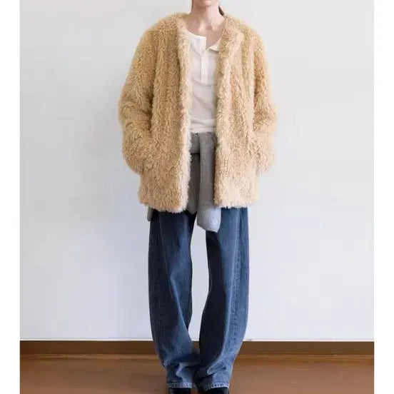 [BUNJANG] Suamar Ines Fur Half Coat (Beige) / Suamar 수아마르 Ines Fur Half Coat (Beige)