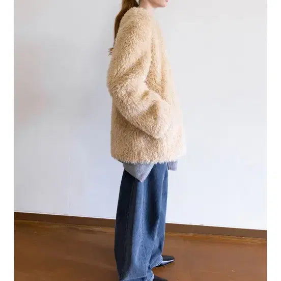 [BUNJANG] Suamar Ines Fur Half Coat (Beige) / Suamar 수아마르 Ines Fur Half Coat (Beige)