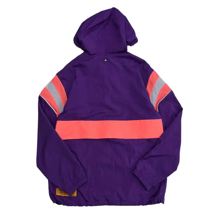 [BUNJANG] MLB Blue Hooded Windbreaker S / MLB 형광 배색 블루 후드 바람막이 S