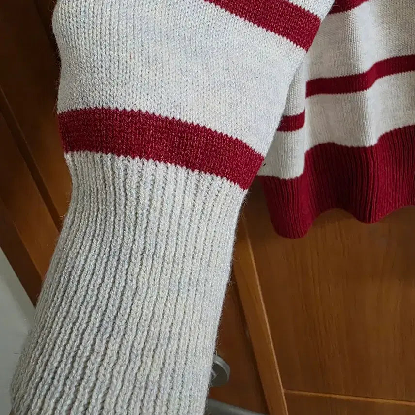 [BUNJANG] Heart Pattern Striped Cardigan / (새상품) 하트무늬 포인트 단가라 가디건