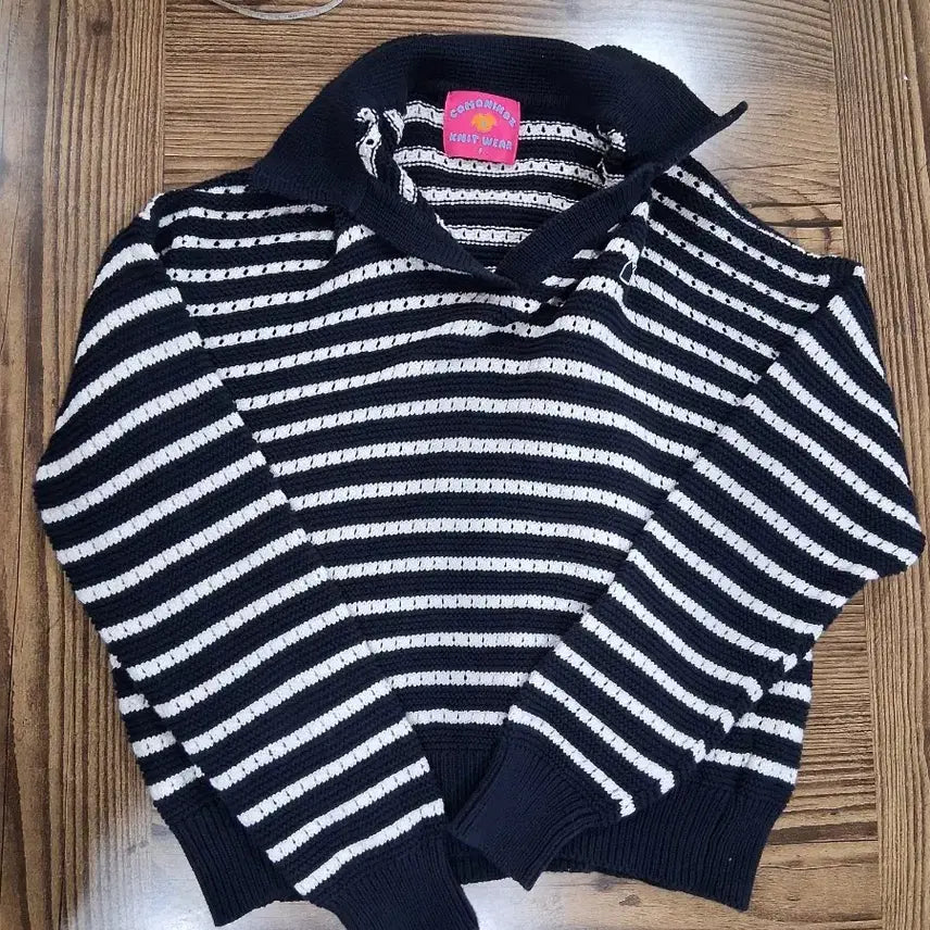 [BUNJANG] Striped Collar Knit Top / 스트라이프 카라 니트