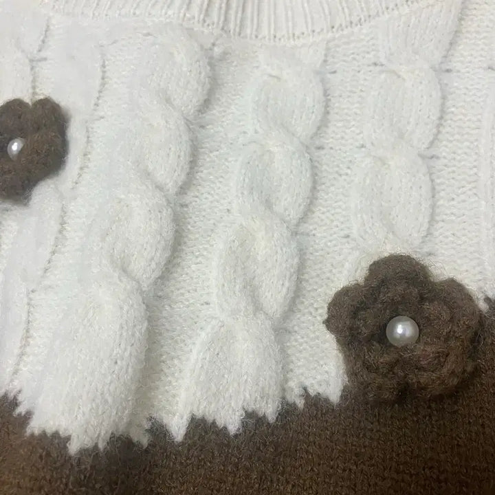 [BUNJANG] BNX Floral Brown Knit Sweater / BNX 꽃 갈색니트