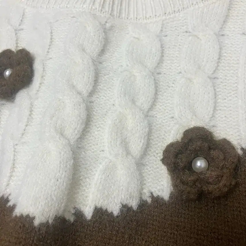 [BUNJANG] BNX Floral Brown Knit Sweater / BNX 꽃 갈색니트