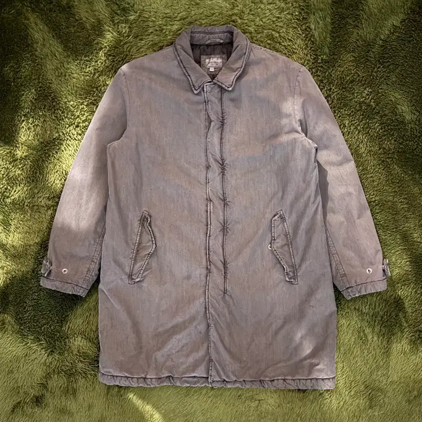[BUNJANG] Series Padded Washed Snap Button Coat Jacket Gray / [110] Series 시리즈 패디드 워싱 스냅 버튼 코트 자켓 그레이