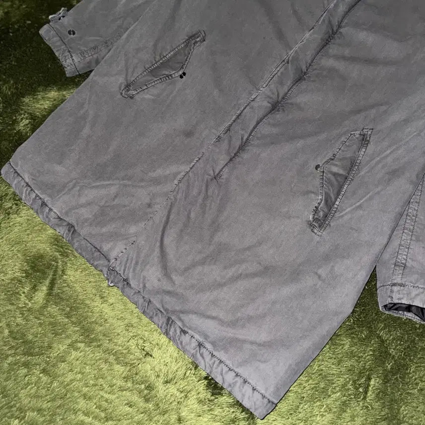 [BUNJANG] Series Padded Washed Snap Button Coat Jacket Gray / [110] Series 시리즈 패디드 워싱 스냅 버튼 코트 자켓 그레이