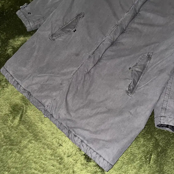 [BUNJANG] Series Padded Washed Snap Button Coat Jacket Gray / [110] Series 시리즈 패디드 워싱 스냅 버튼 코트 자켓 그레이