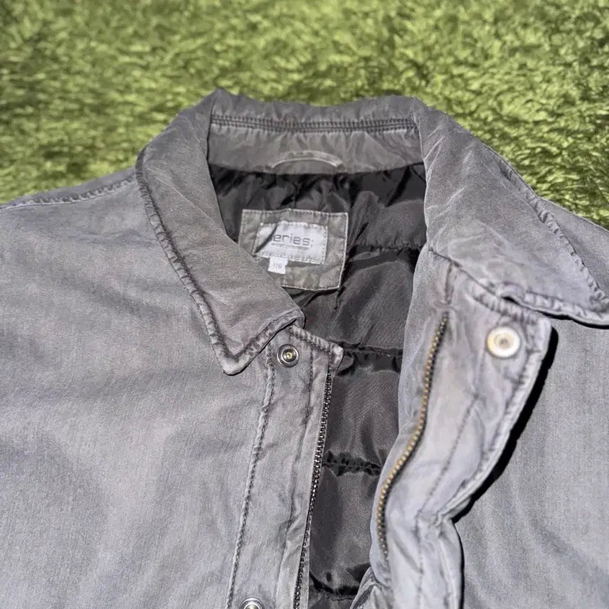 [BUNJANG] Series Padded Washed Snap Button Coat Jacket Gray / [110] Series 시리즈 패디드 워싱 스냅 버튼 코트 자켓 그레이