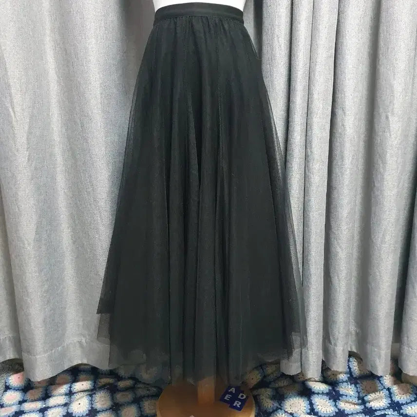 [BUNJANG] Black Shaw Long Skirt / 밴딩 블랙샤 롱스커트