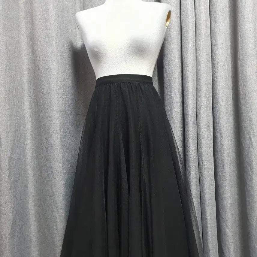 [BUNJANG] Black Shaw Long Skirt / 밴딩 블랙샤 롱스커트