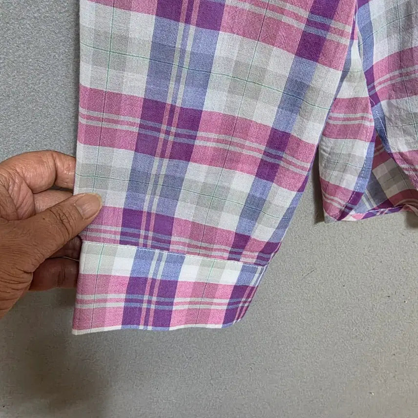 [BUNJANG] Olive Des Olive Asa Cotton Check Shirt 55 / 올리브데올리브 아사면 체크 남방 55  n3516  미착용제품