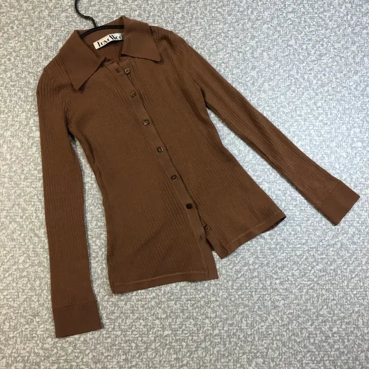 [BUNJANG] Payu Tencel 100% Ribbed Cardigan Brown / 페이우 20년 텐셀100% 카라 골지 가디건 브라운