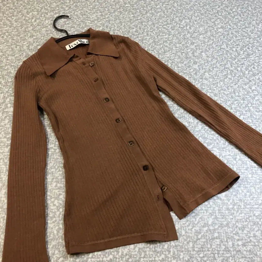[BUNJANG] Payu Tencel 100% Ribbed Cardigan Brown / 페이우 20년 텐셀100% 카라 골지 가디건 브라운